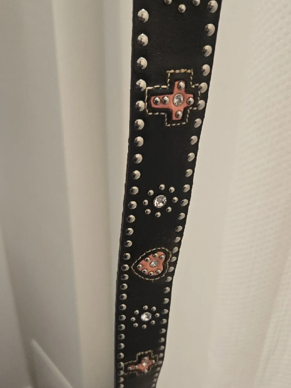 Vintage Girls Black Studded Heart & Cross Kids Belt